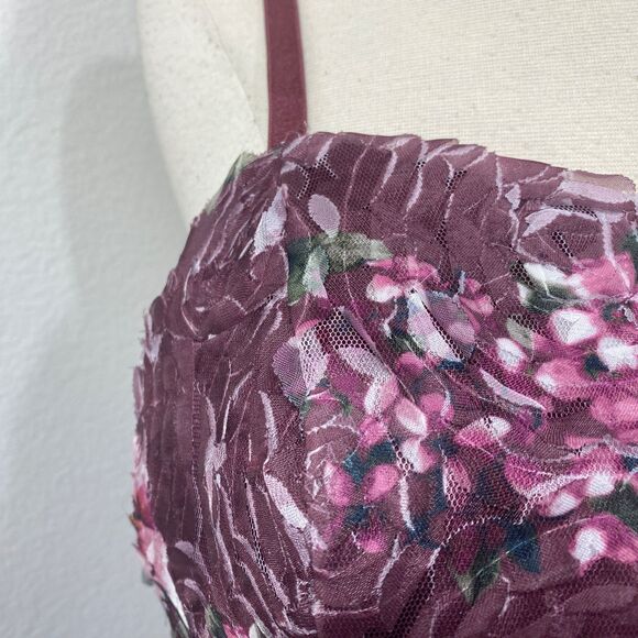 BCX Fit n Flare Floral Party Dress 13 Sweetheart Neckline Textured Cutouts Macys - Picture 3 of 15